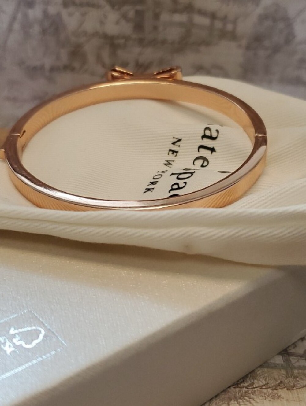kate spade Rose Gold Bow Pavé Bangle Bracelet - Picture 7 of 8